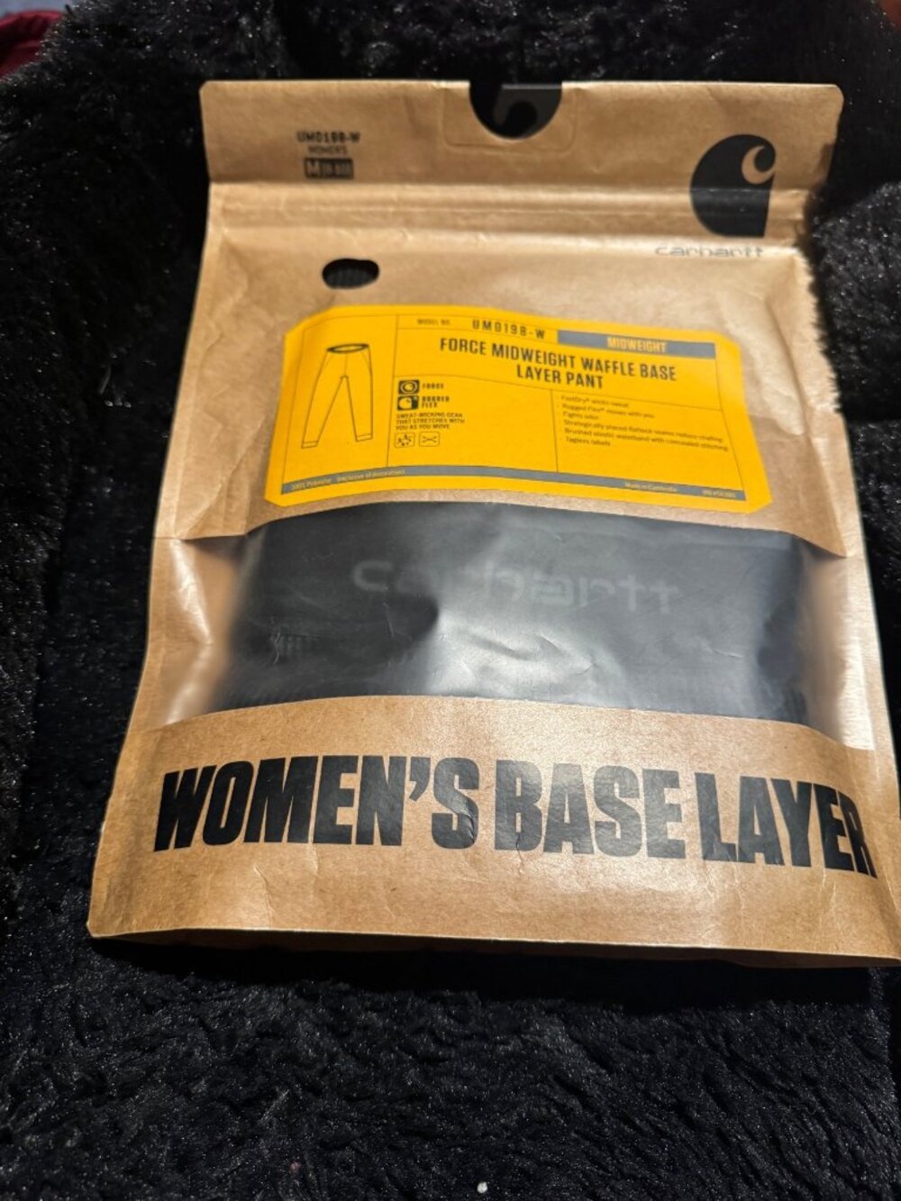 Carhartt Force Midweight Waffle Base Layer Pant NWT woman’s medium 8-10 black